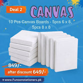 10 pcs square canvas boards pack 6x6 and 8x8 inches for acrylic and oil painting Funoon Stationers Pakistan