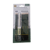Keep Smiling 11pcs charcoal pencil sketching and drawing kit with charcoal pencils, blenders and erasers