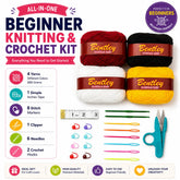 22 Pcs Beginner Knitting and Crochet Kit Complete Tool Set