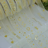 Satin organza border chiffon ribbon, 25cm wide and 10 yards long, for gift wrapping, decorations, and craft projects