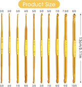 Double-ended metal handle crochet hook for knitting and weaving crafts