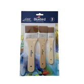 Bluebird 3pcs wide gesso paint brush set with white bristles for acrylic oil watercolor and canvas painting