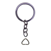 6 piece silver flat split key rings with link chain for keychains and DIY crafts
