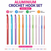 Aluminium crochet hook set 2mm to 8mm for knitting and crochet craft projects