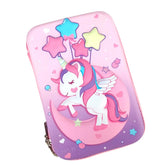 Kawaii unicorn pencil case holding pens and pencils, cute colorful stationery accessory for school or office