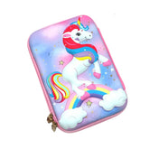 Cute kawaii unicorn pencil case with pens and stationery, ideal for school or creative use