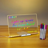 Acrylic LED light-up drawing board with handwritten glowing message, customizable doodle display lamp for home, bar, or café décor.