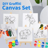 Imported 4x4 inches Different Printed outline Designs Canvas board with wooden stand easel and Acrylic Colours and a Paint Brush