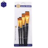 Keep Smiling 4 flat head drawing paint brushes with wooden handles for acrylic oil and watercolor painting