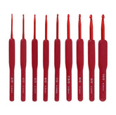 Maroon soft shank rubber grip crochet hook set ergonomic crochet needles for yarn knitting amigurumi and DIY crafts
