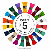 Pack of 5 multicolor cotton embroidery thread floss skeins for hand embroidery, cross stitch, sewing, and craft projects.