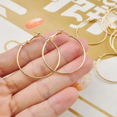 6 Pairs 1.5 Inch Thin Wire Loop Hoop Lever Back Bali Earrings