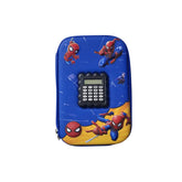 Spider-Man 3D pencil case with calculator embossed fiber pouch for kids stationery