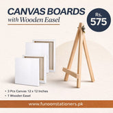 3 piece 12x12 inches canvas boards with easel for acrylic and oil painting