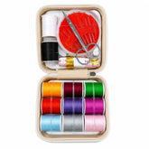46 piece sewing kit with colorful sewing threads needles scissors measuring tape thimble and portable storage case