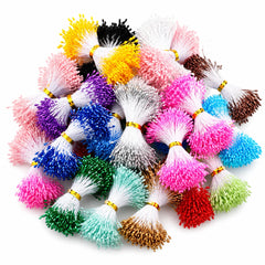 Mini flower stamens with pearl pistil double heads, 100-piece pack for DIY floral crafts and wedding décor