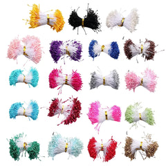 Mini flower stamens with pearl pistil double heads, 100-piece pack for DIY floral crafts and wedding décor