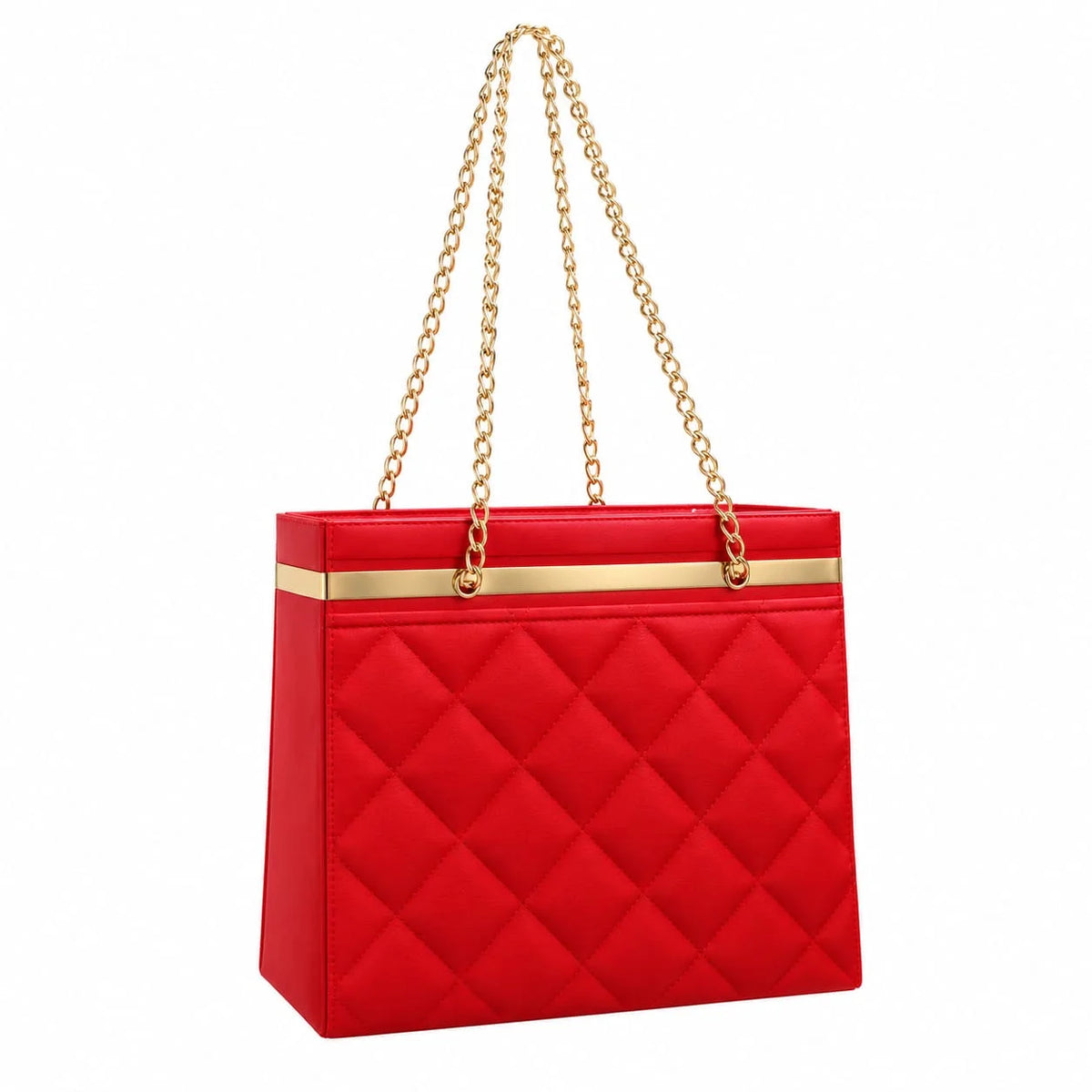 Quilted Flower Bouquet Gift Bag with Gold Chain Handle