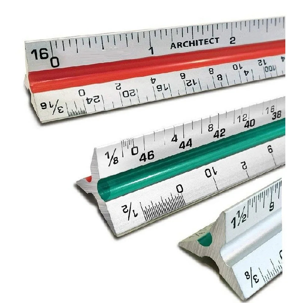 12-inch triangular architect scale ruler with imperial measurements for architects, engineers, draftsmen, and students