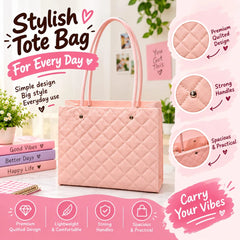 Quilted Faux Leather Handbag with Handles – Gift & Everyday Use