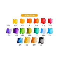 18 colors pigment watercolor paints set with brush for art, craft, and school projects
