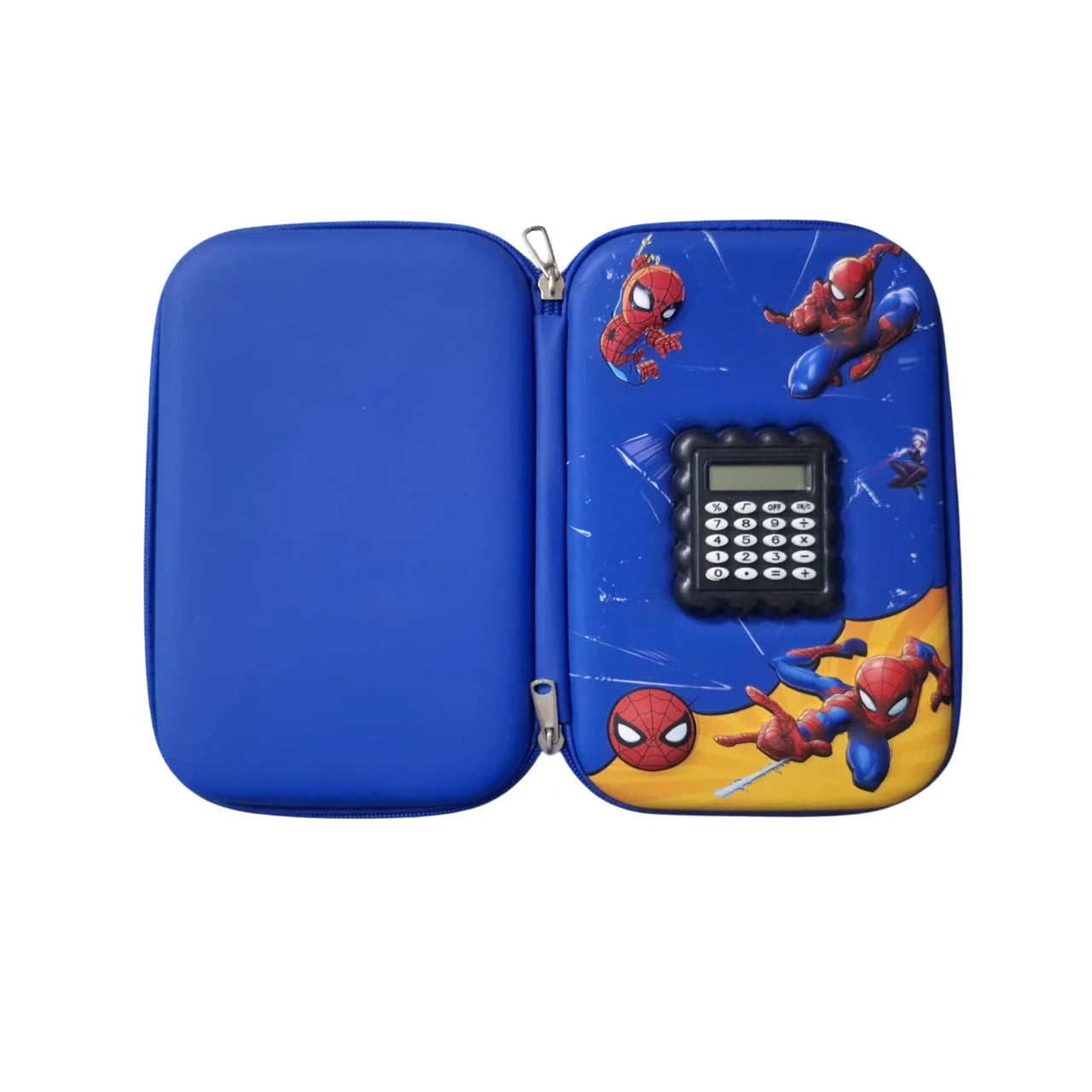 Spider-Man 3D pencil case with calculator embossed fiber pouch for kids stationery