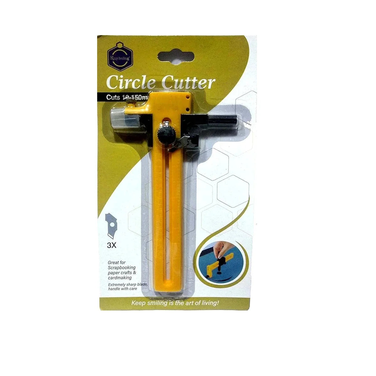 Keep Smiling circle cutter compass tool for paper and fabric crafts 10mm to 150mm