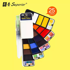 25 colors pigment watercolor paints set with brush for art and craft painting