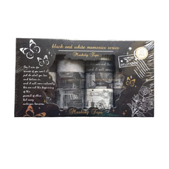 Black & White Memories 20-piece washi masking tape set for scrapbooking, journaling, and DIY craft projects