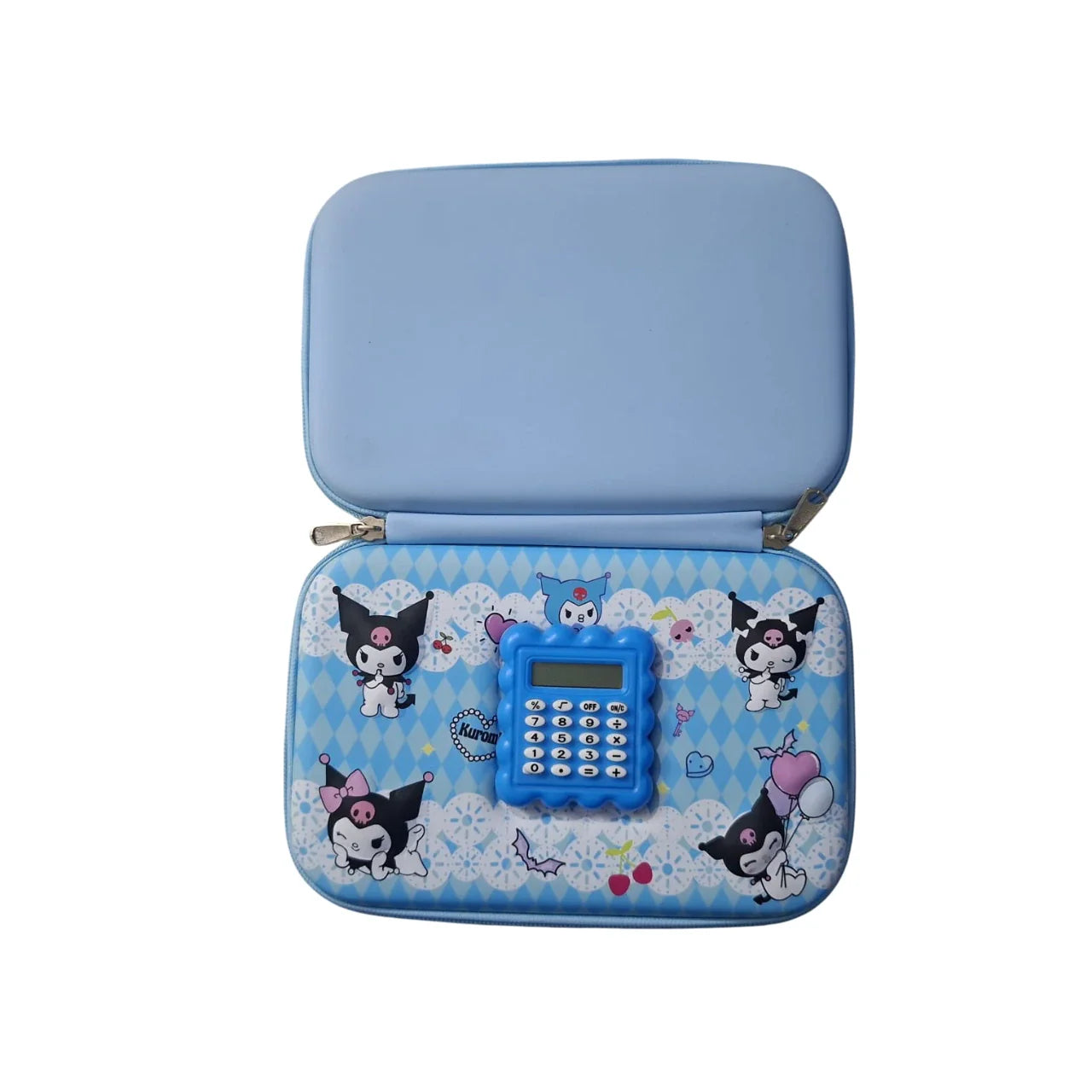 Kuromi 3D pencil case with calculator embossed fiber pouch for kids stationery