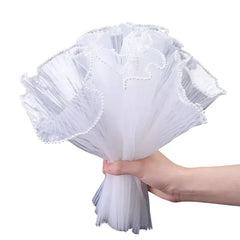 Multicolor White Pearl Edge Bouquet Packaging Paper Winkled organza Wrapping Wavy Net Yarn Flower Mash Roll for Packaging Flower