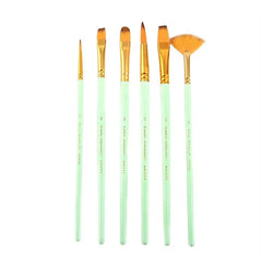 Keep Smiling 06 Pcs Multi Shapes High Quality Nylon Professional Art Brush Set Watercolor Oil Acrylic Artist Paint Brush Set