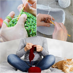 Double-ended metal handle crochet hook for knitting and weaving crafts