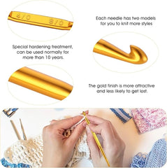 Double-ended metal handle crochet hook for knitting and weaving crafts