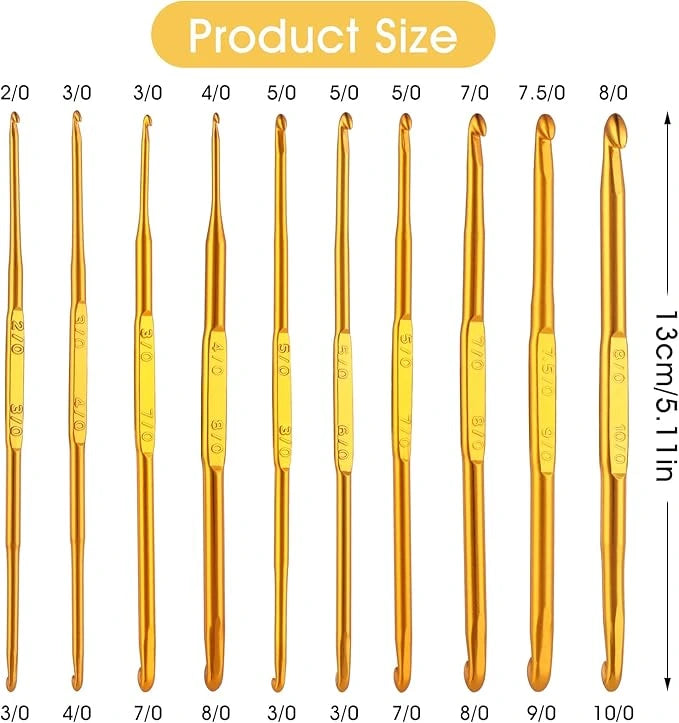 Double-ended metal handle crochet hook for knitting and weaving crafts