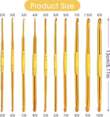 Double-ended metal handle crochet hook for knitting and weaving crafts
