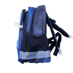 Cute Batman character school bag for kids with adjustable shoulder straps, ideal for playgroup, preschool, kindergarten, school, and picnic use on a white background.