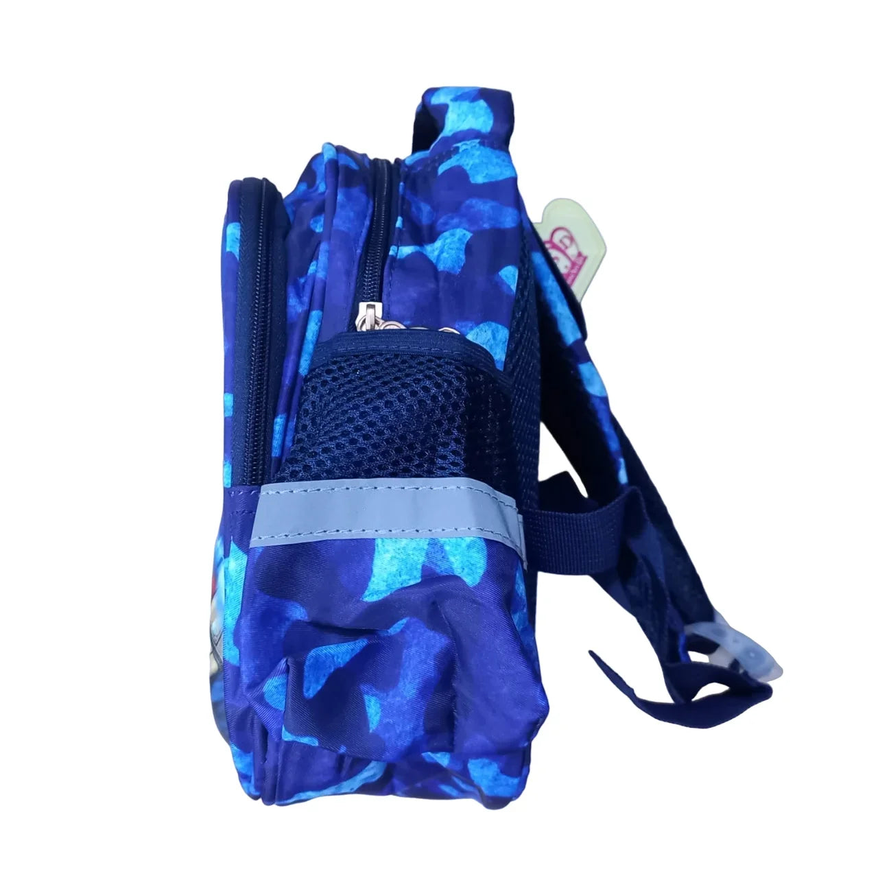 Cute Captain America character school bag for kids with adjustable shoulder straps, ideal for playgroup, preschool, kindergarten, school, daycare, and picnic use on a white background.
