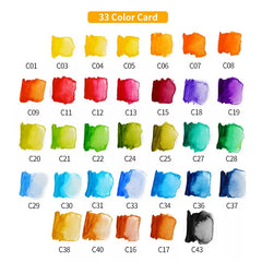 33 colors pigment watercolor paints set with brush for art painting and craft use
