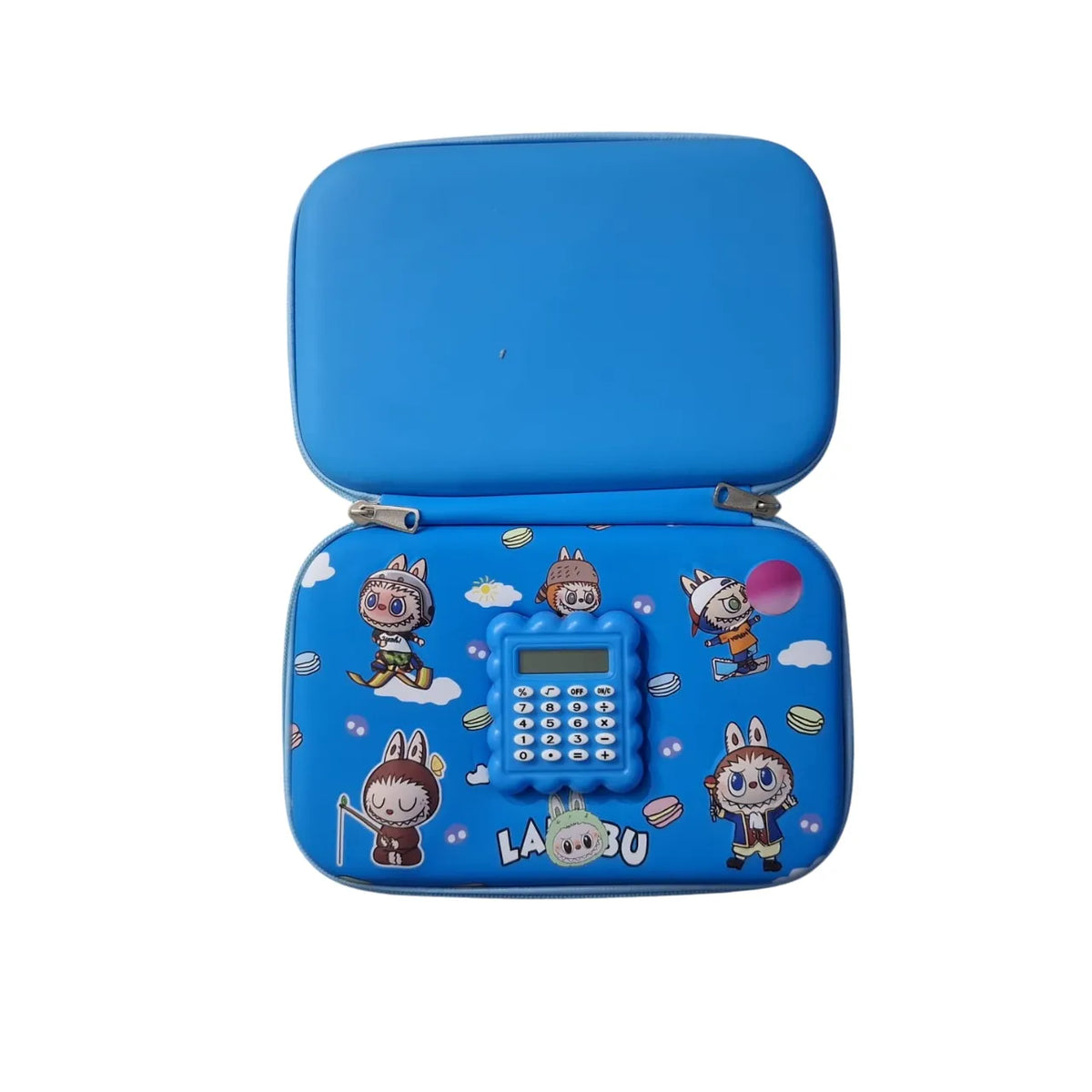 Labubu 3D Pencil Case with Calculator – Embossed Fiber Kids Pouch