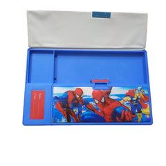 Multifunctional Jumbo Dual Side Magnetic Multipurpose Pencil Box with Calculator for Kids(Spider Man)