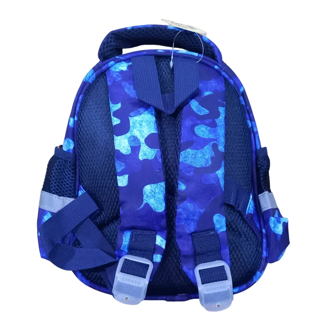 Cute Captain America character school bag for kids with adjustable shoulder straps, ideal for playgroup, preschool, kindergarten, school, daycare, and picnic use on a white background.