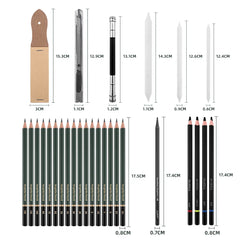 43 pcs professional sketching and drawing art tool kit with sketch pad for artists and students