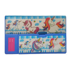 Multifunctional Jumbo Dual Side Magnetic Multipurpose Pencil Box with Calculator for Kids(Unicorn)