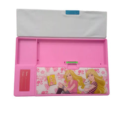 Multifunctional Jumbo Dual Side Magnetic Multipurpose Pencil Box with Calculator for Kids(Barbie)
