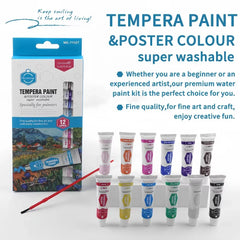 Keep Smiling tempera and poster colour 12 x 12ml super washable paint set for kids and art projects
