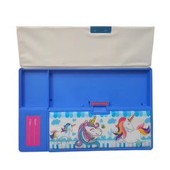Multifunctional Jumbo Dual Side Magnetic Multipurpose Pencil Box with Calculator for Kids(Unicorn)