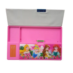 Multifunctional Jumbo Dual Side Magnetic Multipurpose Pencil Box with Calculator for Kids(Princess)
