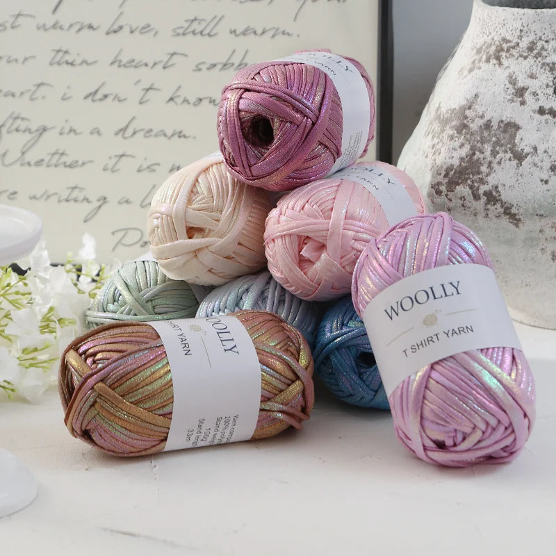WOOLLY Metallic T-Shirt Yarn for Crochet Bags and DIY Craft Projects