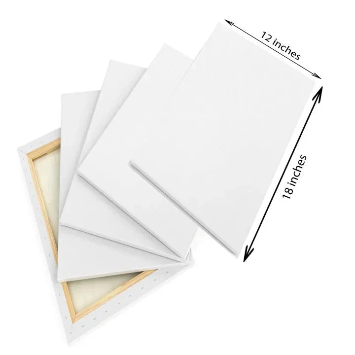 Pack of 5 canvas boards sized 12x18 inches for painting and art use